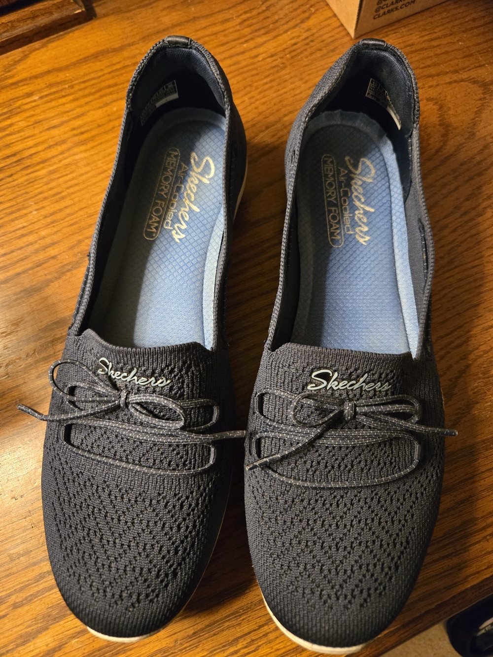 Skechers Women’s Navy Knit Slip-On Memory Foam Loafers